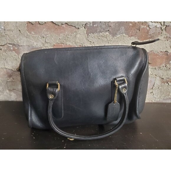 COACH Vintage Black Madison Leather Bowling Bag Purse - Picture 1 of 6
